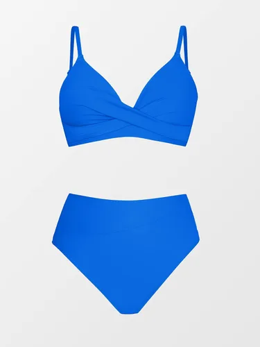 Vista 5 de CUPSHE - Conjunto de bikini torcido de cintura alta, con cuello en V, para mujer, color rojo