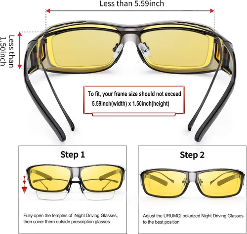 Vista 3 de URUMQI Gafas de conducción de visión nocturna para hombres y mujeres, lentes polarizados antirreflejos, lentes de alta definición amarillas