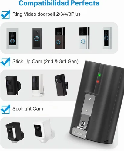 Vista 3 de 2 unidades de repuesto para batería Ring Compatible con Ring-Doorbell-Camera 2/3/4/3plus, Stick Up Camera (2ª y 3ª generación), también