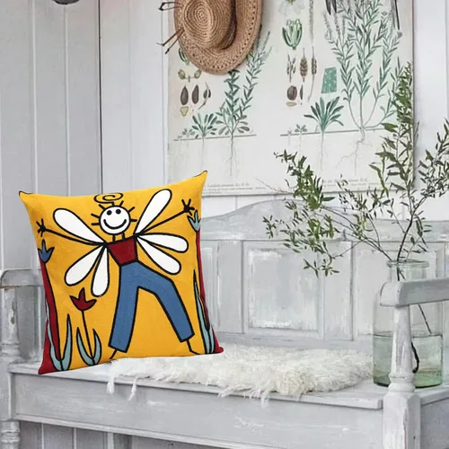 Vista 4 de 1 pieza de fundas de almohada decorativas bordadas para sofá, fundas de cojín de decoración 45,7 x 45,7 cm (Bee Boy)