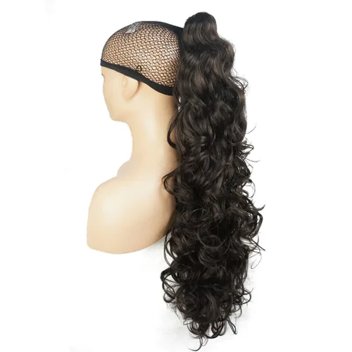 Vista 10 de Lydell 30" largo rizado peinado clip en garra cola de caballo extensión pelo sintético postizo 9.88 oz con un clip de mandíbula/garra (negro)