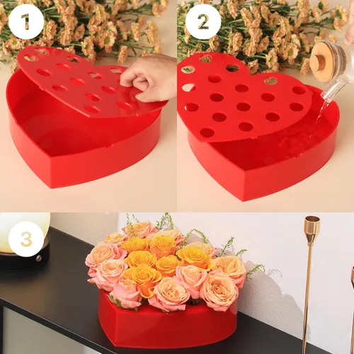 Vista 5 de Florero de corazón, florero acrílico para mesa de comedor, jarrón decorativo para boda, jarrones estéticos para centro de mesa, jarrones de flores