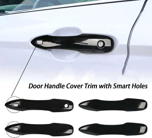 Vista 6 de Tapas negras para espejo de puerta lateral + cubiertas de manija de puerta de repuesto para accesorios Toyota Camry 2018, 2019, 2020, 2021, 2022