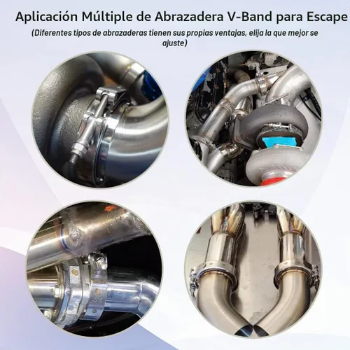 Vista 5 de Abrazadera de escape de banda en V de 2.5" de acero inoxidable con bridas de acero inoxidable T304 - Abrazadera de escape de banda en V de 2-1/2