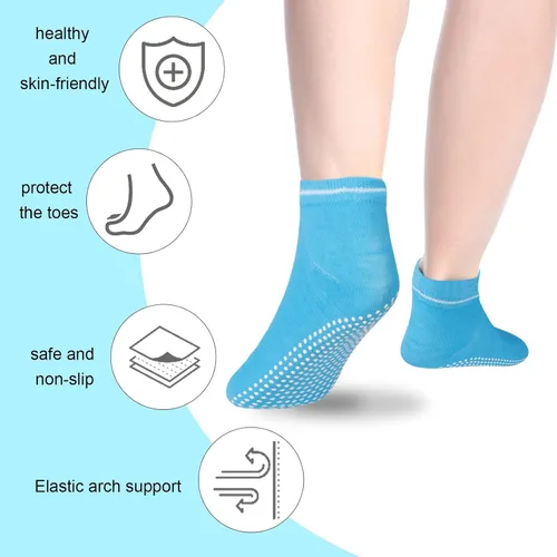 Vista 4 de HYXITVCG Calcetines antideslizantes para yoga pilates barras hogar y hospital para mujer calcetines antideslizantes de yoga con cojín ideales