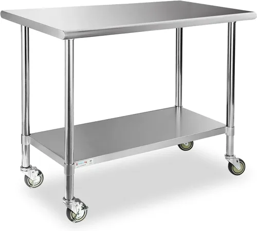 Vista 12 de STABLEINK Mesa de acero inoxidable con protector contra salpicaduras de 30 Con Backsplash