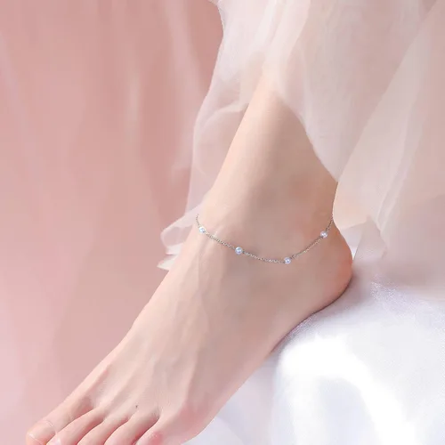 Vista 2 de Daochong - Tobillera de plata esterlina S925 ajustable, para mujer