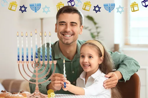 Vista 4 de Velas de menorá de Hanukkah trenzadas de lujo azul y blanco para las 8 noches de Janucá (paquete de 10)
