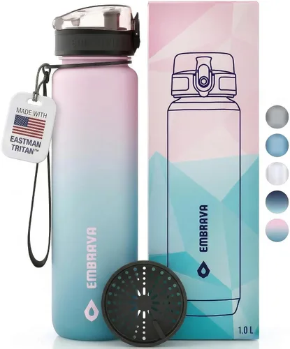 Vista 9 de Embrava Botella de agua deportiva - 32oz grande - Tapa de cierre rápido para beber rápidamente - Libre de BPA y BPS - A prueba de fugas, tapa