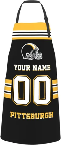 Vista 20 de Delantales personalizados del estilo del fútbol, delantal personalizado de la cocina del nombre y del número, delantales impermeables modificados
