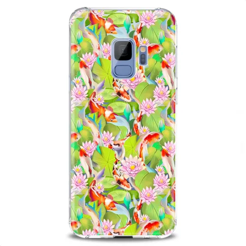Vista 8 de Funda compatible con Samsung S23 S22 Plus S21 FE Ultra S20+ S10 Note 20 5G S10e S9 Lily Clear Flexible Waterlily Lotus Slim Fit Design Silicona Koi
