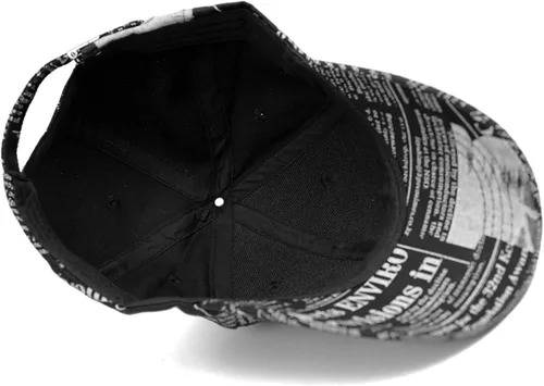 Vista 3 de Gorra de béisbol con estampado de periódico para hombre, ajustable, divertida, de algodón, a la moda