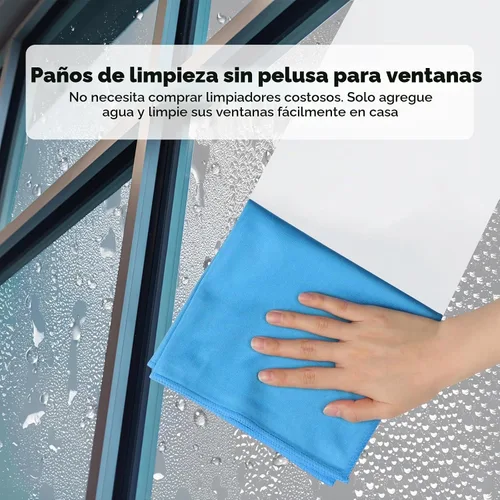 Vista 2 de HOMEXCEL - Paños de limpieza de vidrio, 6 unidades, toalla sin rayas para ventanas, 14 x 16 pulgadas Paño de limpieza de microfibra reutilizable