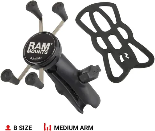Vista 3 de RAM Mounts RAP-HOL-UN7B-201U X-Grip - Soporte para teléfono con brazo de doble zócalo compuesto (Mediano), compatible con componentes de bola RAM B