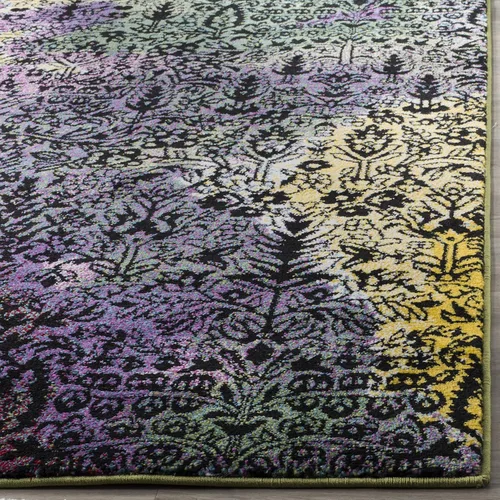 Vista 4 de SAFAVIEH Watercolor Collection - Alfombra para pasillo, 2.3 x 8 pies, amarillo claro y verde, diseño abstracto bohemio moderno, no desprende pelusa