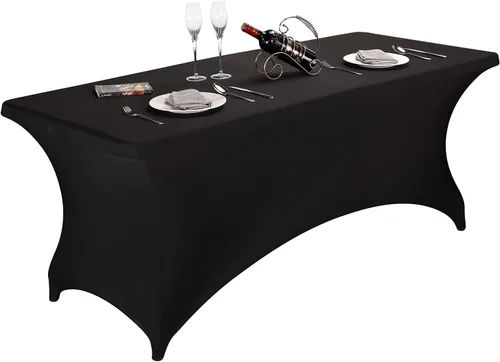 Vista 58 de LZY Cubierta de Mesa Elástica Ajustable de Spandex para Mesa Plegable de 6 pies, 4 pies o 8 pies, Mantel de Cóctel Rectangular, Perfecto para Champn