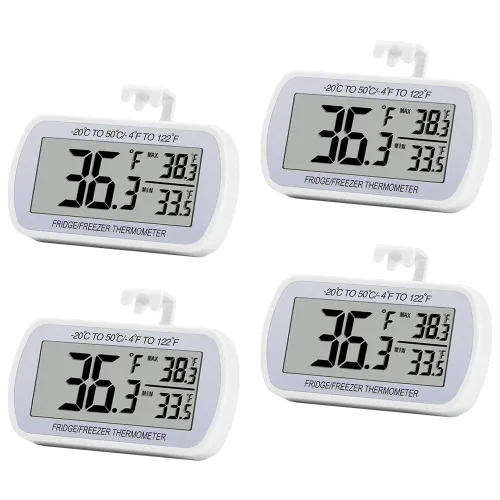 Vista 9 de Termómetro de refrigerador digital, termómetro para frigorífico y congelador, termómetro para habitación, resistente al agua, pantalla LCD grande
