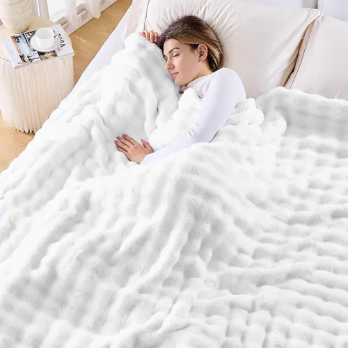 Vista 28 de NEWCOSPLAY Manta para Sofá Aqua Súper Suave de Franela Polar 3D Burbuja Ligera Manta de Cama para Uso en Todas las Estaciones (Aqua, Throw(50"x60"))