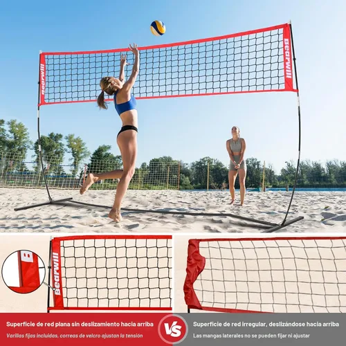 Vista 2 de Bearwill Volleyball Net, 12FT/20FT Portable Volleyball Net for Backyard, Freestanding Volley Ball Set Height Adjustable with Carry Bag, Volley Ball