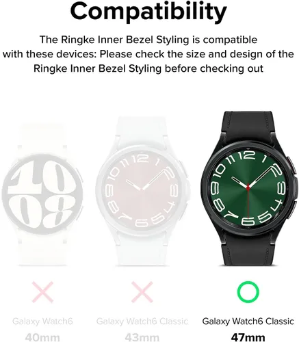 Vista 2 de Ringke Estilo de bisel interior [elegante marco de acero inoxidable] compatible con Samsung Galaxy Watch 6 Classic Case (1.772 pulgadas), protector