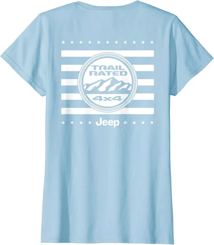 Vista 2 de Jeep Camiseta con estampado delantero y trasero de 4 x 4 pulgadas, Azul Patchwork, Female X-Small