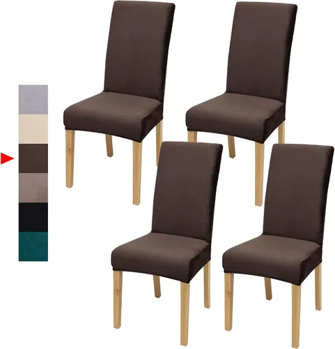 Vista 21 de Fundas para Sillas de Comedor, Juego de Fundas para Sillas de Comedor de 4 Piezas, Fundas Elásticas para Sillas de Cocina, Fundas para Sillas