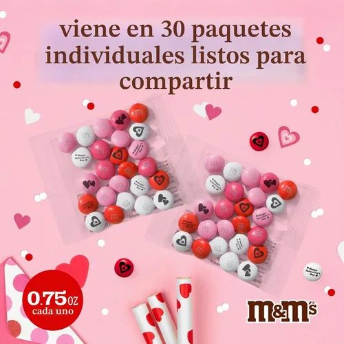 Vista 4 de M&M'S - Caramelos de chocolate para el día de San Valentín, 30 paquetes individuales