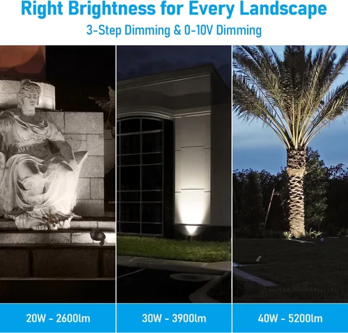 Vista 11 de LEONLITE - Luz de inundación LED de 5 CCT, 20 W/30 W/40 W, haz NEMA, del atardecer al amanecer