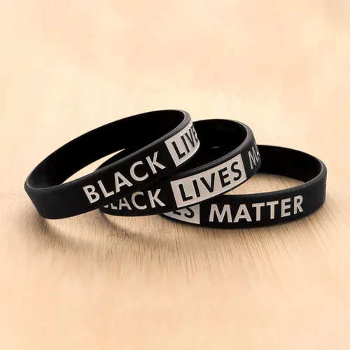 Vista 5 de Black Lives Matter pulsera de silicona pulseras de goma negro brazalete pulsera 10 piezas