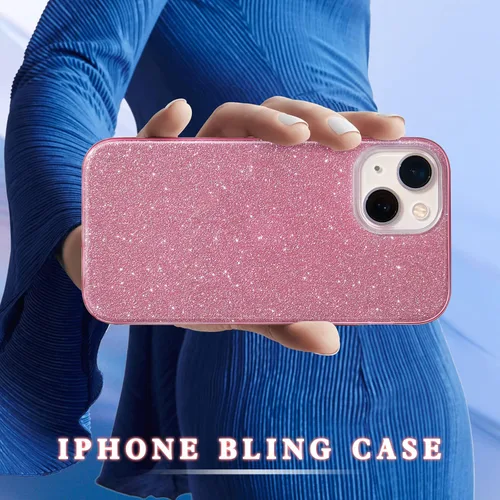 Vista 4 de MATEPROX Bling Sparkle - Funda protectora compatible con iPhone 13 de 6.1 pulgadas de 2021 para niñas y mujeres (rosa)