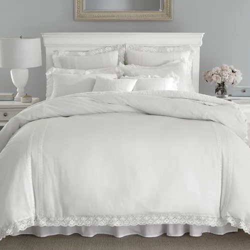 Vista 2 de Laura Ashley Inicio - Almohada con cierre de sobre, elegante decoración del hogar para cama o sofá (blanco Annabella, 18 x 18 pulgadas)