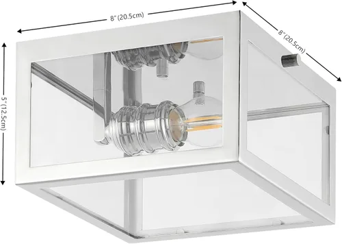 Vista 4 de JONATHAN Y Lámpara de techo cromada de 8 pulgadas para baño, cocina, pasillo, entrada, pantalla de vidrio transparente, 1 bombilla LED Cromo
