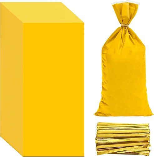 Vista 15 de Lecpeting 100 bolsas de celofán, bolsas de plástico para dulces con lazos giratorios para envoltura de regalo, cumpleaños, boda, baby shower