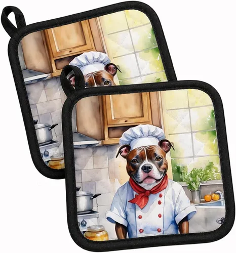 Vista 158 de Caroline's Treasures Coton de Tulear El Chef Par de Agarraderas de Ollas de Cocina Resistentes al Calor Juegos de Agarraderas de Ollas Almohadillas
