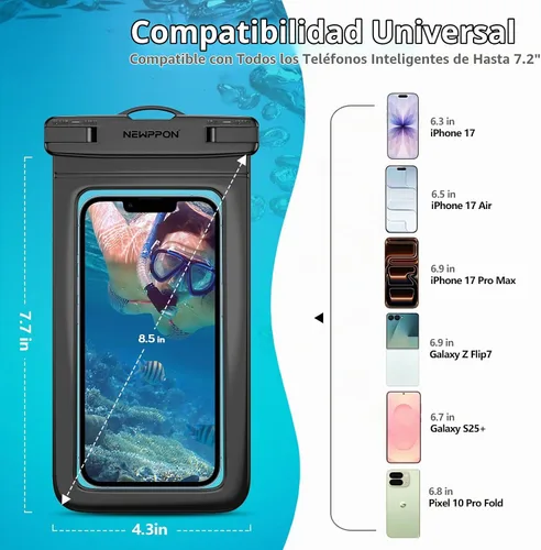 Vista 3 de Paquete de 100 bolsas impermeables para teléfono celular de 8.5 pulgadas – Funda seca bajo el agua – Protector transparente a prueba de agua