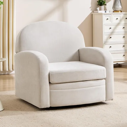 Vista 9 de CANMOV - Silla giratoria con acento, silla de barril redonda de 360 grados con almohada, sillón de club individual tapizado, cómodo, para sala