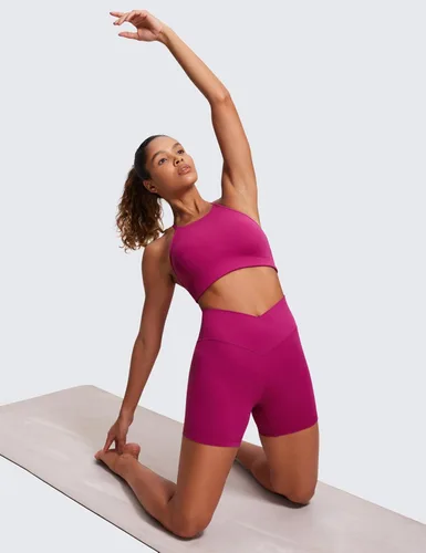 Vista 3 de CRZ YOGA Butterluxe - Pantalones cortos cruzados para mujer de 5 pulgadas, con cintura alta, para entrenamiento, yoga, suaves como la mantequilla