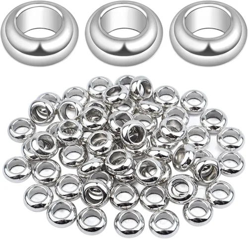 Vista 8 de Aylifu 60pcs Rondelle Large Hole Spacer Beads Tibetan European Spacer Loose Hole Metal Beads for Necklace Bracelet Jewelry Making