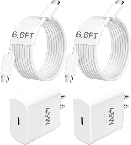 Vista 11 de Cargador para iPhone 16 Pro Max de carga rápida, bloque de cargador de pared USB C de 45 W con cable de carga larga USB C a USB C de 6 pies