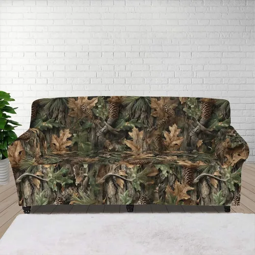 Vista 30 de ZOUTAIRONG Fundas elásticas para sofá con estampado de ramas de camuflaje 3D para sofá, funda para muebles de un solo cojín, decoración del hogar u