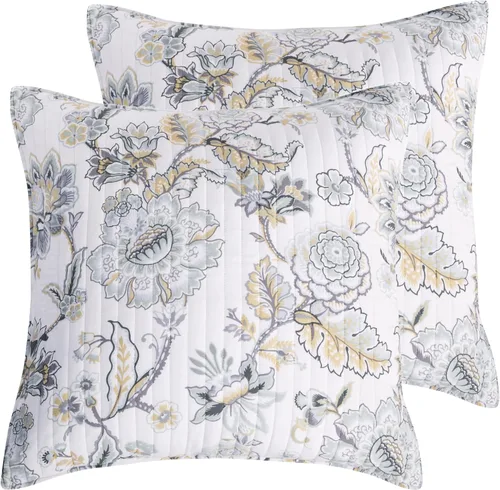 Vista 5 de Levtex Home - Juego de 2 fundas de almohada Ophelia Euro - Cuadros - Gris, gris topo, rubor y crema - Euro (26 x 26 pulgadas), sin inserto