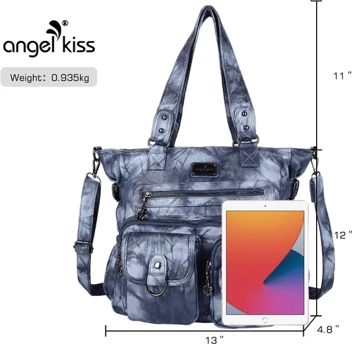 Vista 2 de Angel Kiss Monederos y bolso de mano para mujer, bolso de hombro de piel sintética suave para mujer, bolso de mano con asa superior