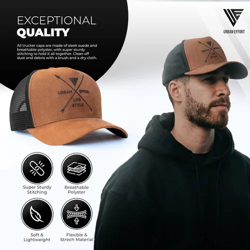 Vista 138 de Urban Effort Gorra trasera de malla, para hombres y mujeres, gorra de béisbol de 5 paneles, gran cierre a presión para caza y senderismo