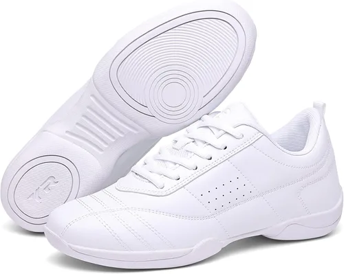 Vista 7 de DADAWEN Zapatos de animación para adultos y jóvenes, zapatos de animadora blancos para mujeres, zapatos de baile, atléticos, deportivos
