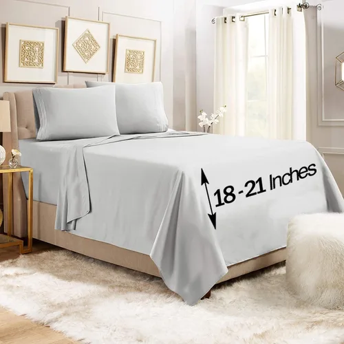 Vista 32 de Empyrean - Juego de 4 sábanas bajeras de bolsillo extra profundo de 110 GSM, juego de 4 sábanas de bolsillo extra profundo de 110 GSM, sábanas