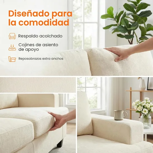 Vista 7 de ijuicy Juego de sofá seccional de chenilla de 6 asientos para juego de muebles de sala de estar, juego de sofá moderno de 3 piezas, sofá de 3