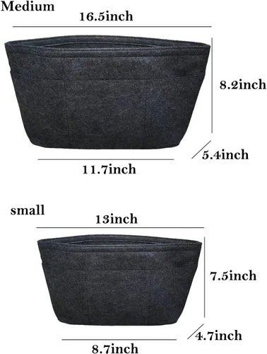 Vista 5 de Organizador de bolso, organizador de bolsa de mano, organizador de bolsa de fieltro con 12 bolsillos, compatible con bolsa, bolsos (negropequeño)