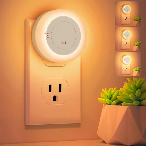 Vista 9 de FOLKSMATE - Luz nocturna LED, luz nocturna regulable con sensor de atardecer a amanecer para enchufe, para baño, dormitorio, habitación de adultos