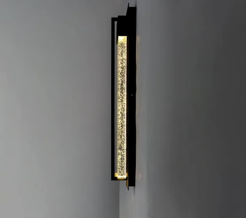 Vista 6 de Maxim Lighting Cascade - Aplique de pared grande para exteriores Acabado negro Pantalla de vidrio de burbujas Aplique de pared moderno