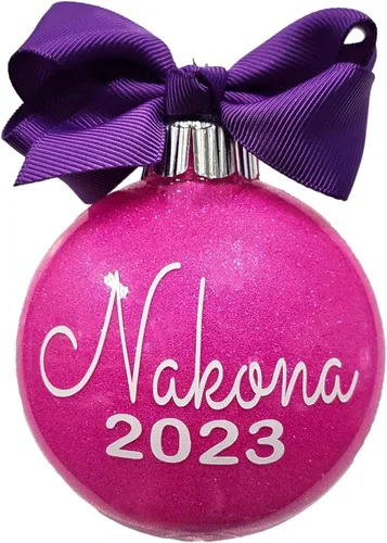 Vista 17 de Adorno de Navidad personalizado relleno de purpurina hecho a medida, regalo ideal para fiesta de intercambio de regalos de oficina (Aqua)